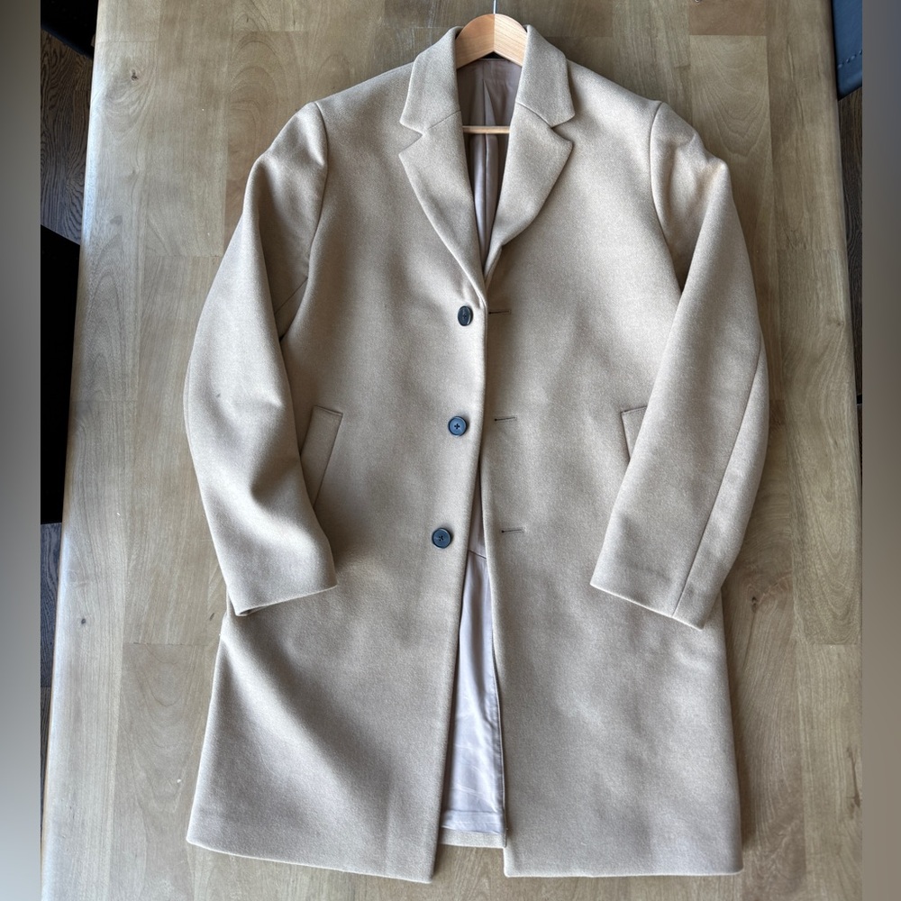 Theory Men’s Camel Wool Overcoat